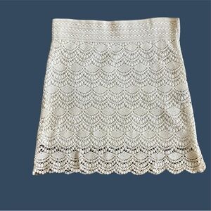 Young Threads Mini Skirt, Cream Color Lined Lace Skirt, Sz. S